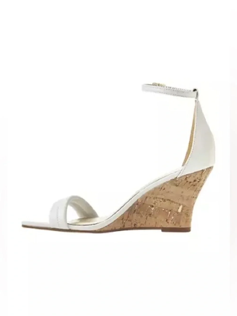 Lilly Pulitzer Jenna Wedge Resort White Ankle Strap Sandals Cork Wedge Size 6.5M